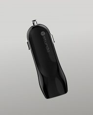 Dual USB Car Charger Pro Sport Black, 2A – side view