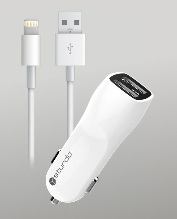 Car charger with MFI lightning cable