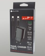 USB Travel Charger Sturdo 2A – Adapter, Cable – Pack